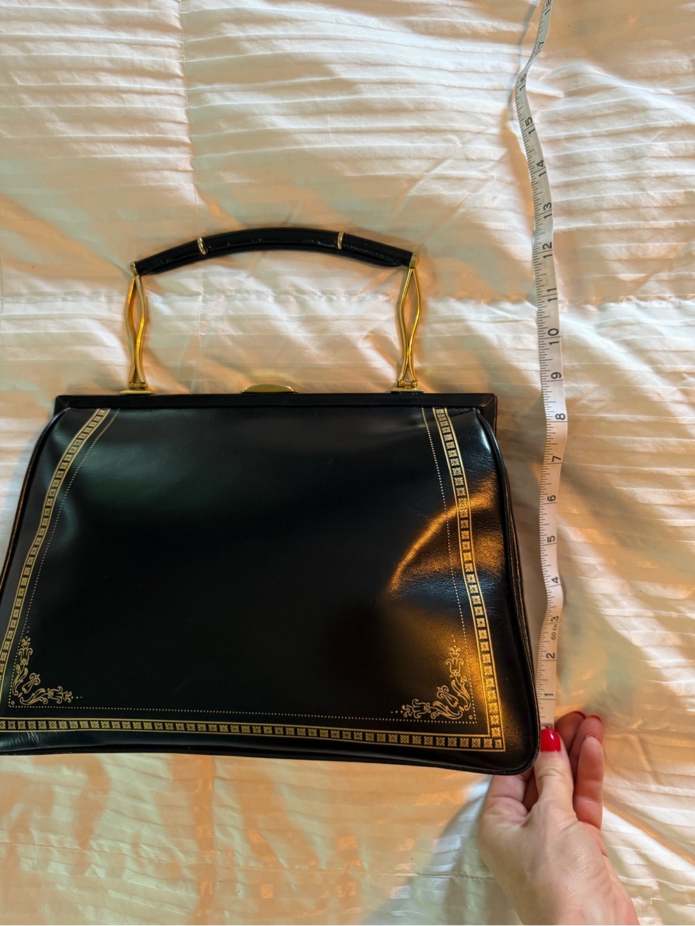 Vintage Classic Black & Gold Frame Top-Handle Bag - Picture 6 of 7